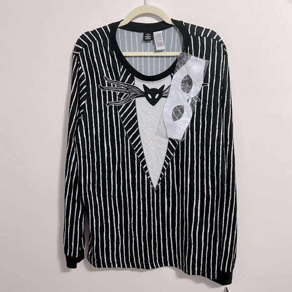 Nightmare Before Christmas Halloween PJ Top and mask size large NWT - Picture 1 of 5